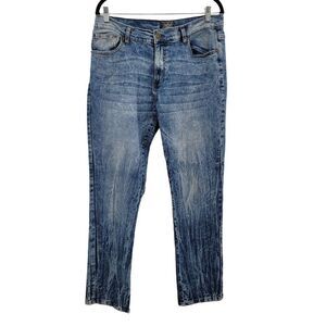 Company 81 Mens Jeans Skinny Bleach Acid Streaked Light Wash Blue 34 x 32
